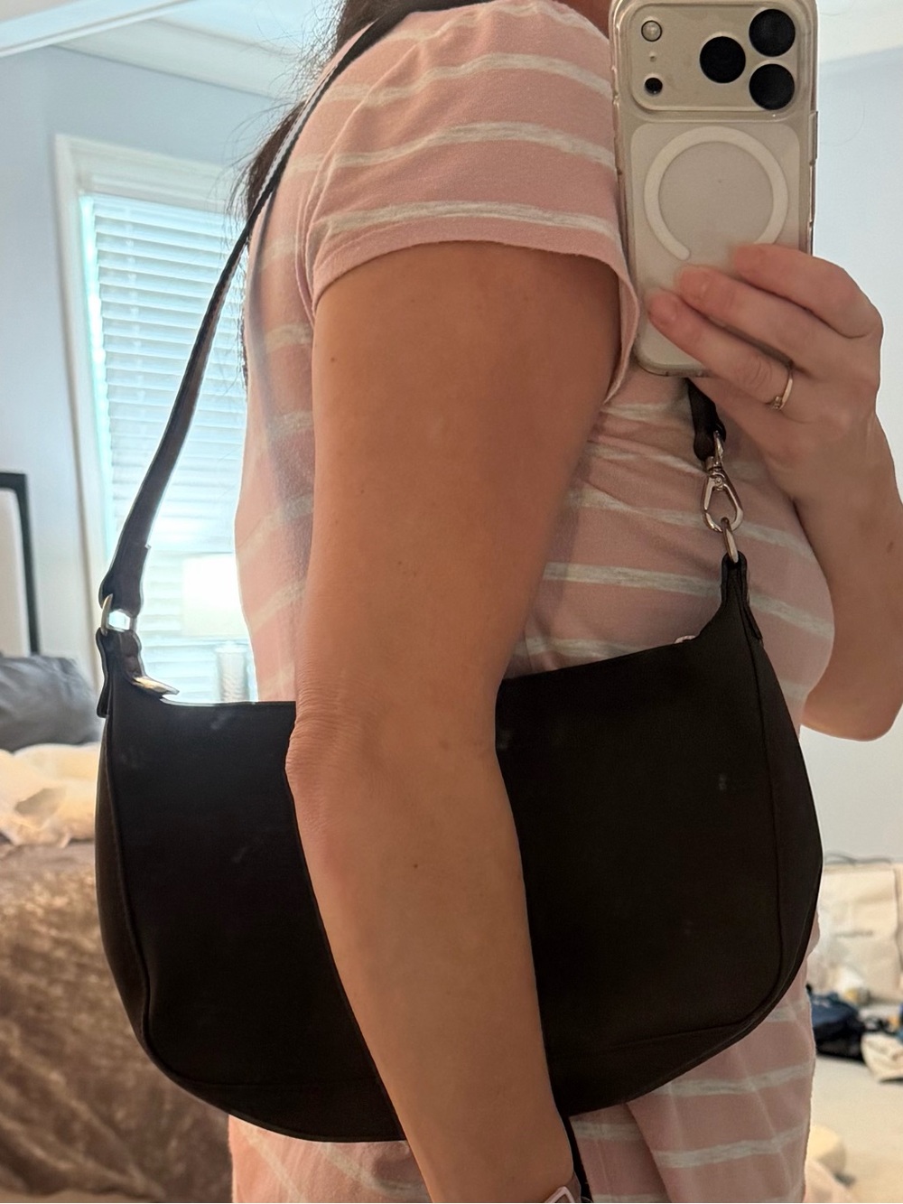 Longchamp Brown Nylon Shoulder Bag with Leather Trim - Picture 5 of 5